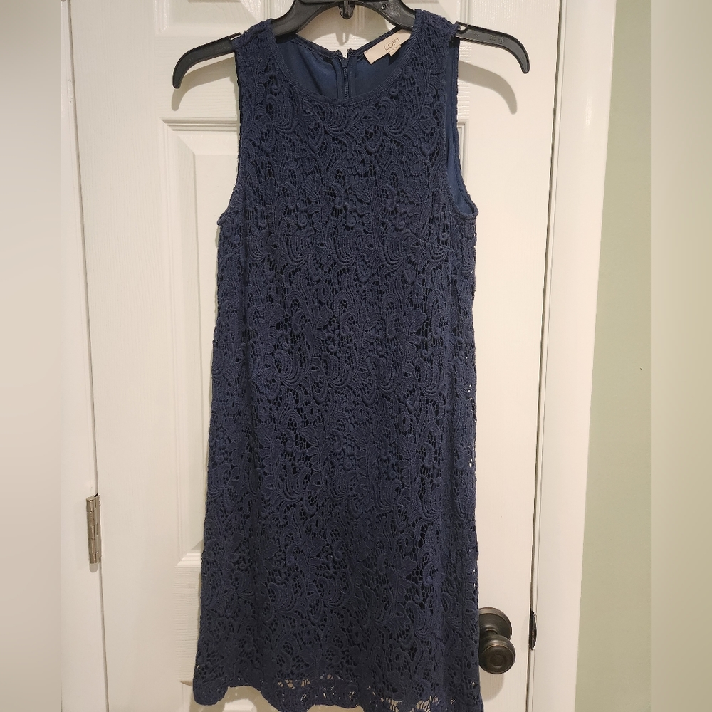 LOFT Navy Blue Lace Dress
